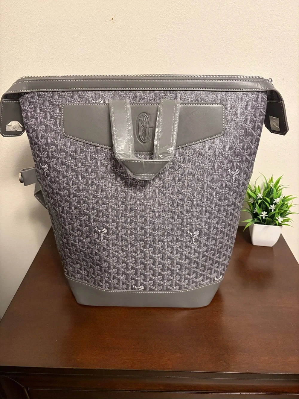 Goyard Gray Patterned Backpack Tote